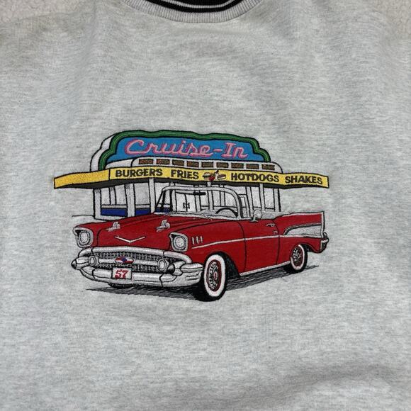 Vintage Varsity Bomber Jacket Car 50s 60s Diner Sz Large FOTL Gray Black “Lou” - Picture 8 of 10